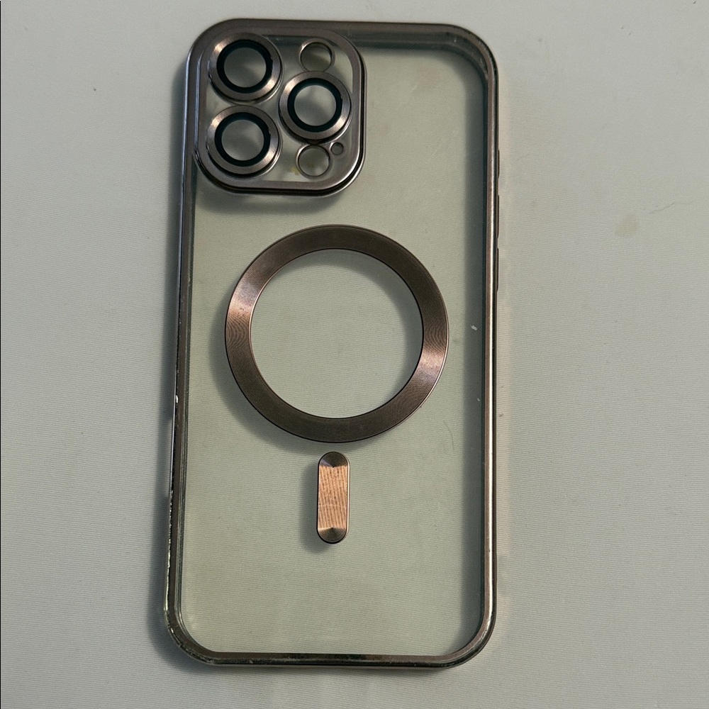 Clear MagSafe-Compatible Phone Case with Gold